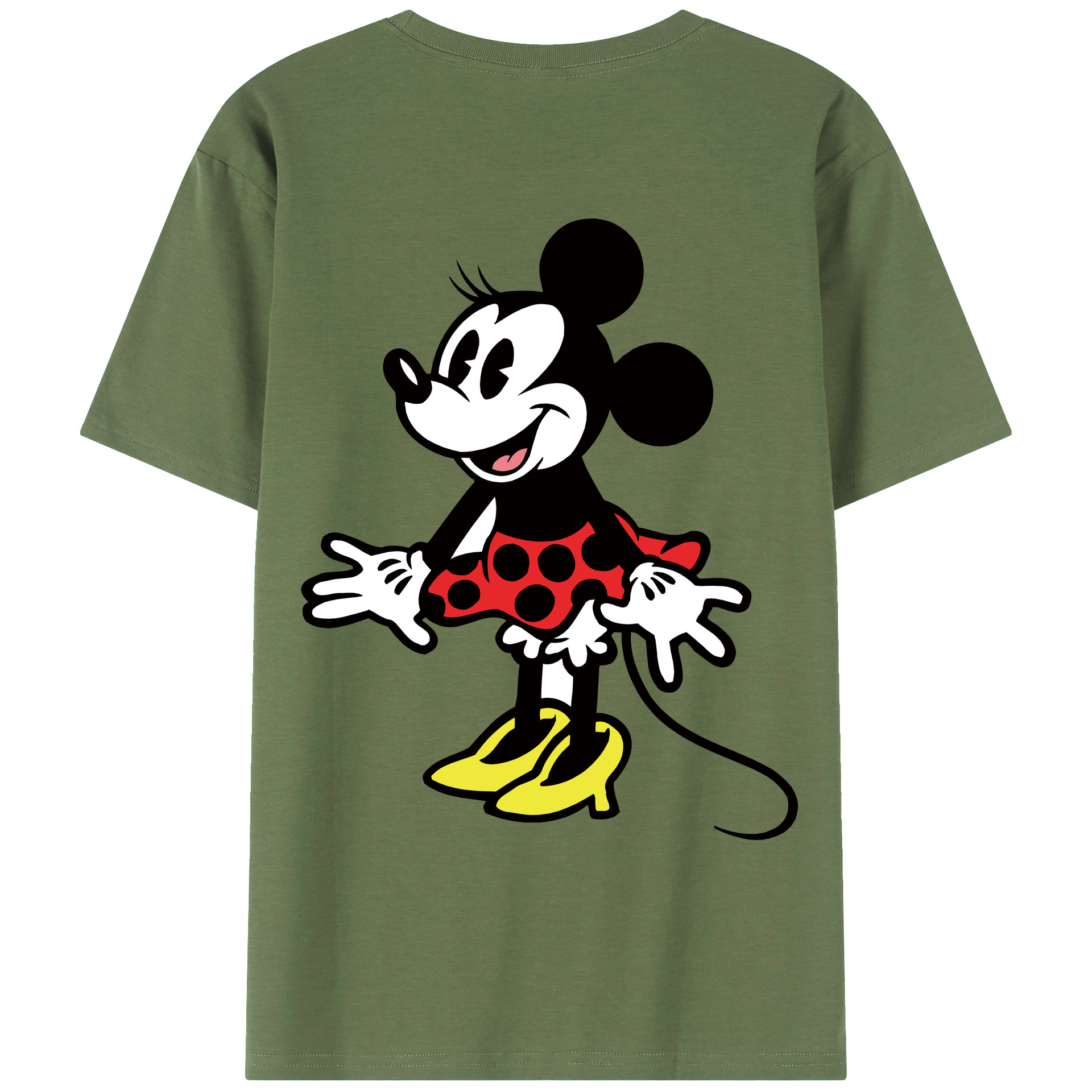 ミッキーマウス Mickey Mouse 綿100％ メンズ半袖Tシャツ（バックプリント） 通気性